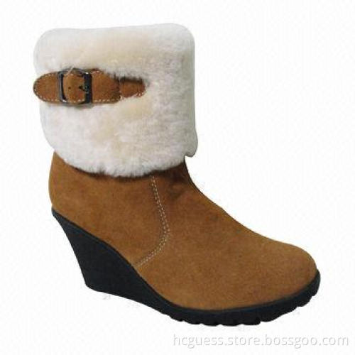 2013 fashionable snow boots with double face sheepskin material wedge